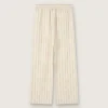 Pantaloni della tuta unisex in cotone e lino a righe color ecru e sabbia