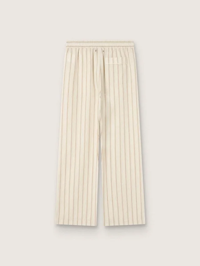Pantaloni della tuta unisex in cotone e lino a righe color ecru e sabbia