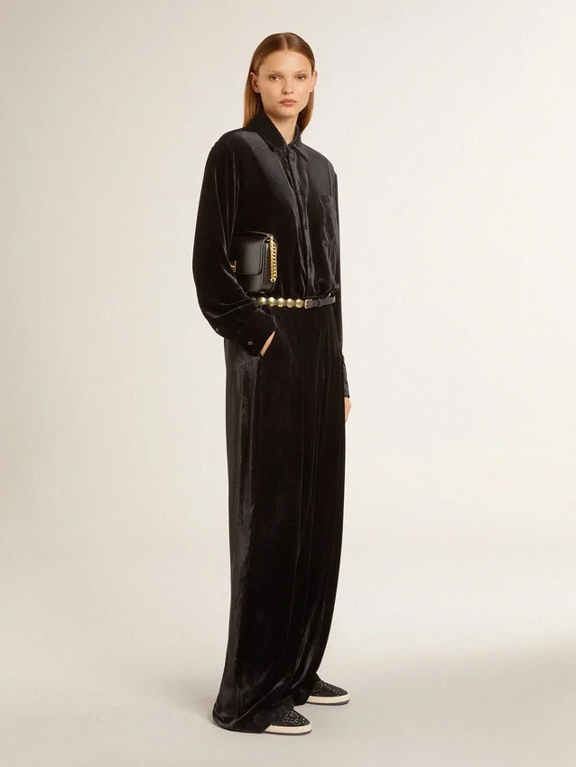 Pantaloni neri effetto velluto