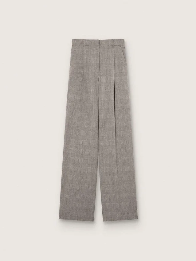 Pantaloni oversize da donna con motivo a quadri Prince of Wales grigio