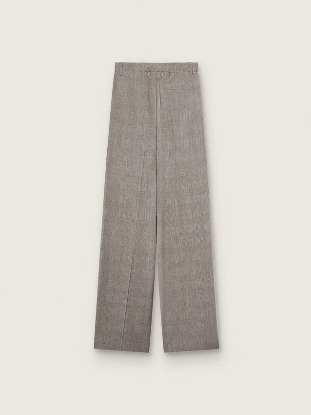 Pantaloni oversize da donna con motivo a quadri Prince of Wales grigio