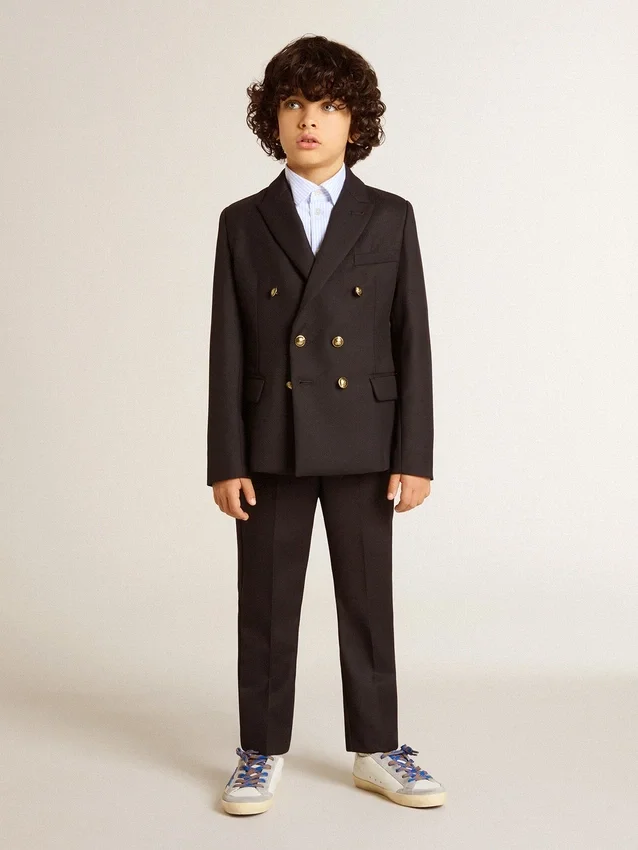 Pantaloni per bambini in lana blu scuro