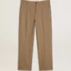 Pantaloni sartoriali in misto lino con motivo a chevron color sabbia
