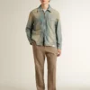 Pantaloni sartoriali in misto lino con motivo a chevron color sabbia