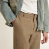Pantaloni sartoriali in misto lino con motivo a chevron color sabbia