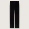 Pantaloni svasati slim fit da donna in velluto di cotone nero