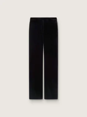 Pantaloni svasati slim fit da donna in velluto di cotone nero