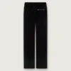 Pantaloni svasati slim fit da donna in velluto di cotone nero