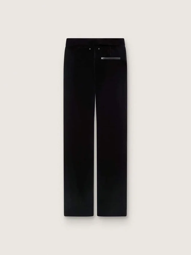 Pantaloni svasati slim fit da donna in velluto di cotone nero