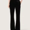 Pantaloni svasati slim fit da donna in velluto di cotone nero