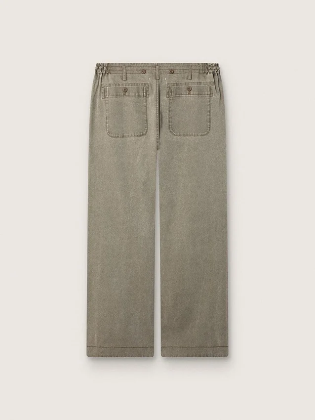 Pantaloni unisex in denim grigio con coulisse e stella
