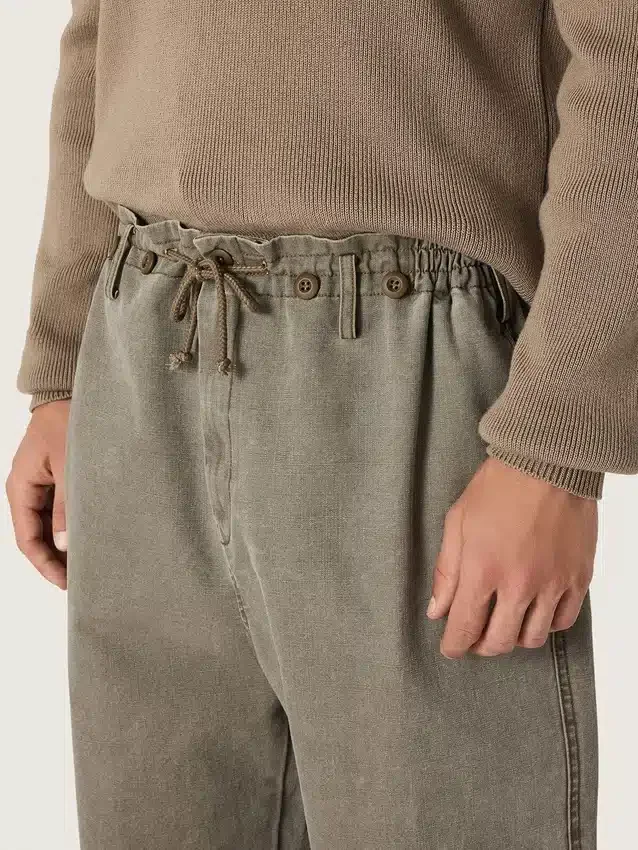 Pantaloni unisex in denim grigio con coulisse e stella