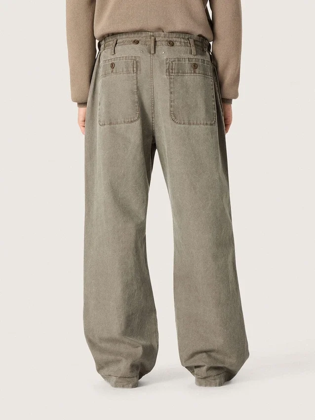 Pantaloni unisex in denim grigio con coulisse e stella