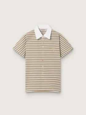 Polo da donna in jersey a righe con colletto a contrasto