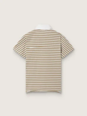 Polo da donna in jersey a righe con colletto a contrasto