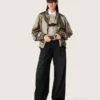 Polo da donna in jersey a righe con colletto a contrasto