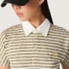 Polo da donna in jersey a righe con colletto a contrasto
