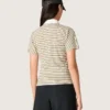 Polo da donna in jersey a righe con colletto a contrasto