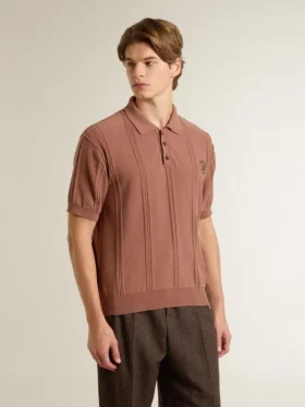 Polo da uomo color mattone con logo ricamato.