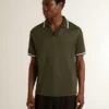 Polo da uomo in jersey verde militare con ricamo