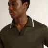 Polo da uomo in jersey verde militare con ricamo