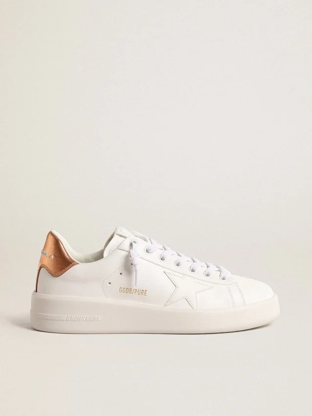 Purestar da donna a base biologica con linguetta sul tallone in pelle metallizzata color bronzo
