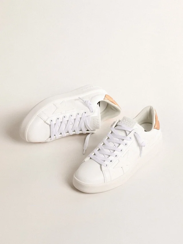 Purestar da donna a base biologica con linguetta sul tallone in pelle metallizzata color bronzo