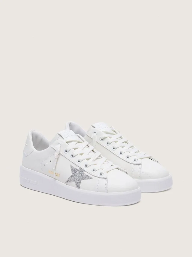 Purestar da donna in pelle bianca con stella in cristallo Swarovski argento