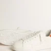 Purestar da uomo con stella in pelle bianca e linguetta sul tallone arancione