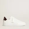 Purestar da uomo con stella in pelle bianca e linguetta sul tallone in pelle bordeaux con stampa coccodrillo