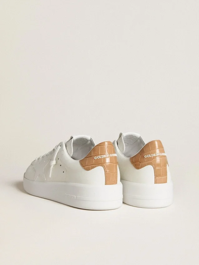 Purestar da uomo con stella in pelle e linguetta sul tallone in pelle con stampa coccodrillo