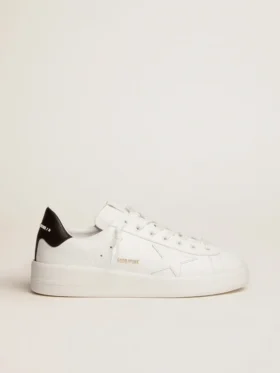 Purestar da uomo con stella in pelle e linguetta sul tallone in pelle nera