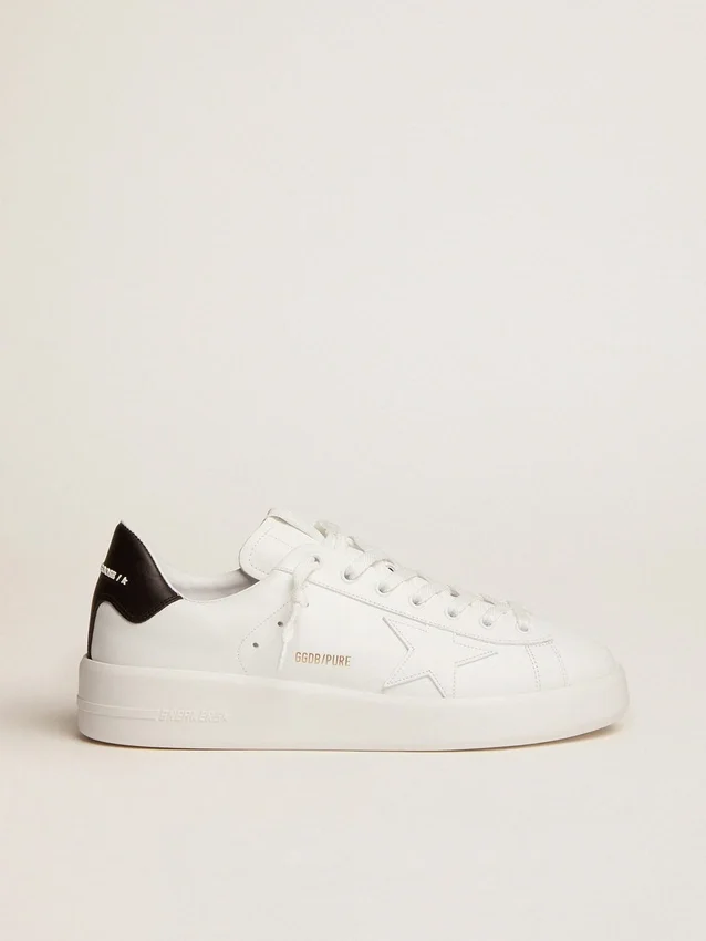 Purestar da uomo con stella in pelle e linguetta sul tallone in pelle nera