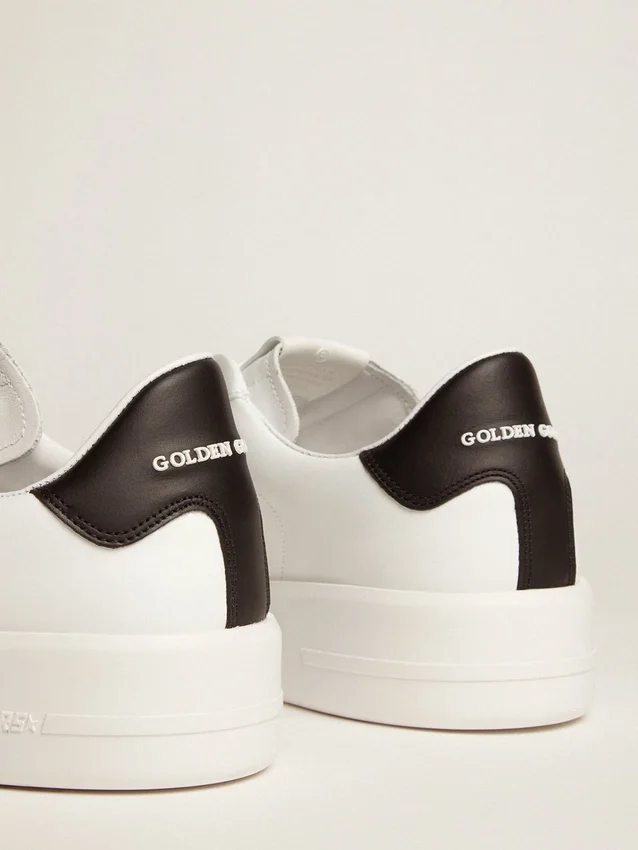Purestar da uomo con stella in pelle e linguetta sul tallone in pelle nera