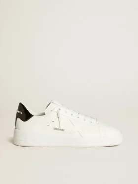Purestar da uomo con stella in pelle e linguetta sul tallone in vernice nera