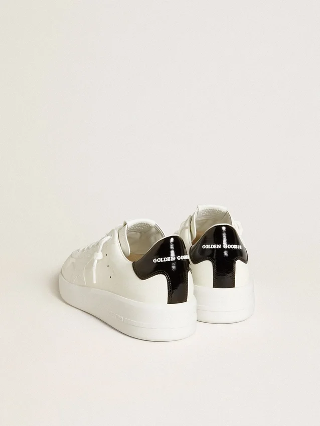 Purestar da uomo con stella in pelle e linguetta sul tallone in vernice nera