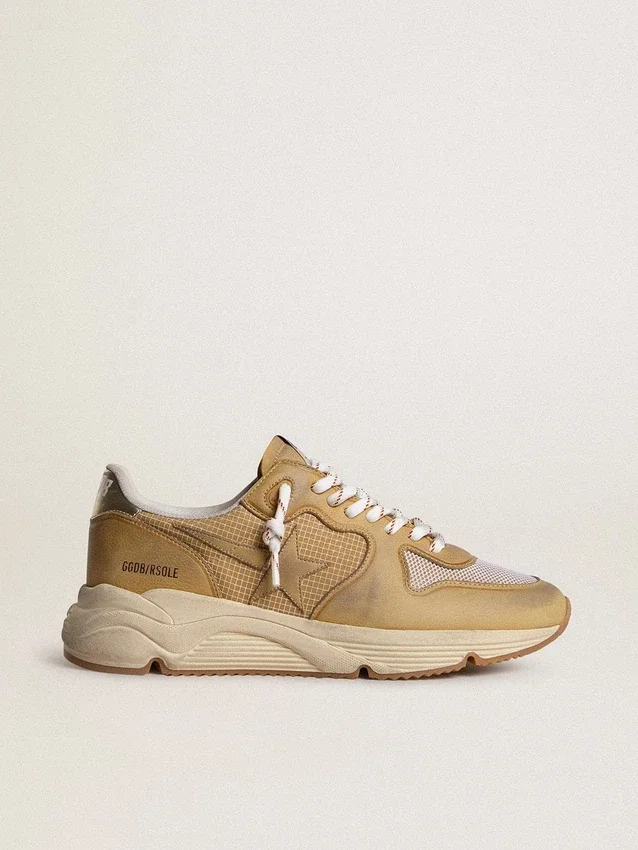 Running Sole in nabuk beige con stella in pelle beige