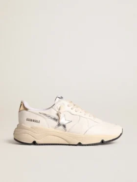 Running Sole in nappa con stella argentata e linguetta sul tallone in pelle dorata
