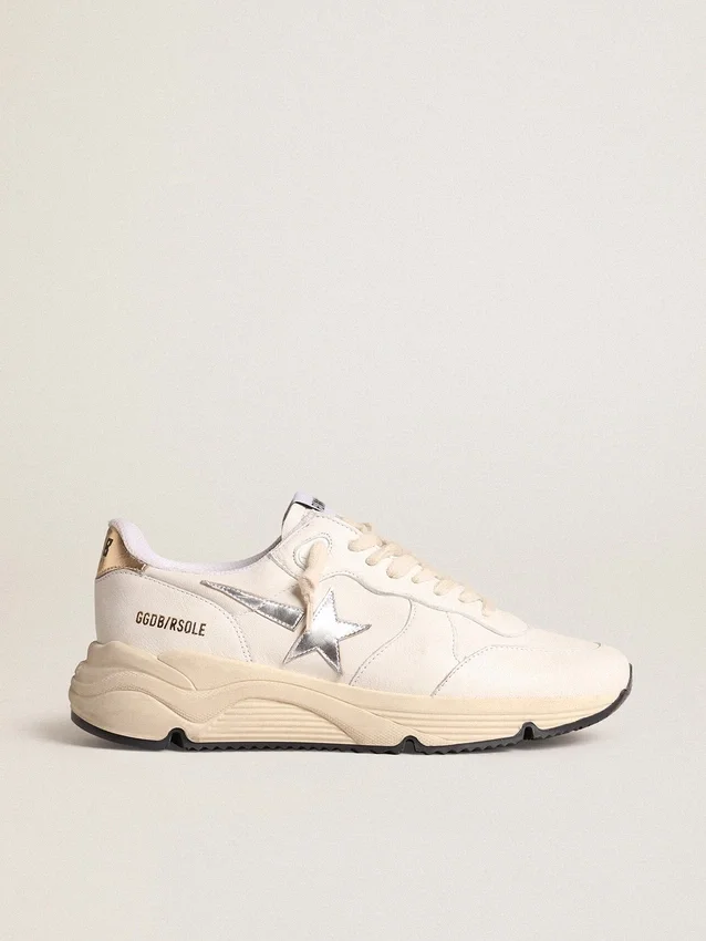 Running Sole in nappa con stella argentata e linguetta sul tallone in pelle dorata