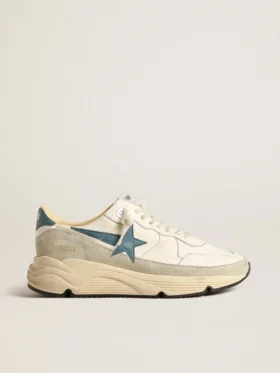 Running Sole in nappa con stella in pelle blu e inserto in pelle scamosciata