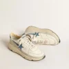 Running Sole in nappa con stella in pelle blu e inserto in pelle scamosciata