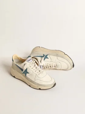 Running Sole in nappa con stella in pelle blu e inserto in pelle scamosciata