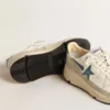 Running Sole in nappa con stella in pelle blu e inserto in pelle scamosciata