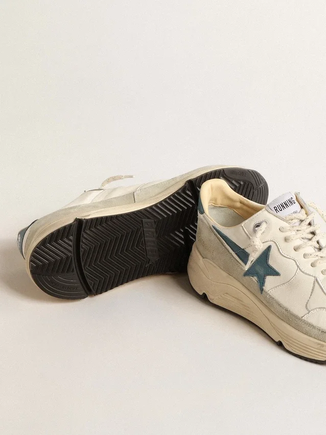 Running Sole in nappa con stella in pelle blu e inserto in pelle scamosciata