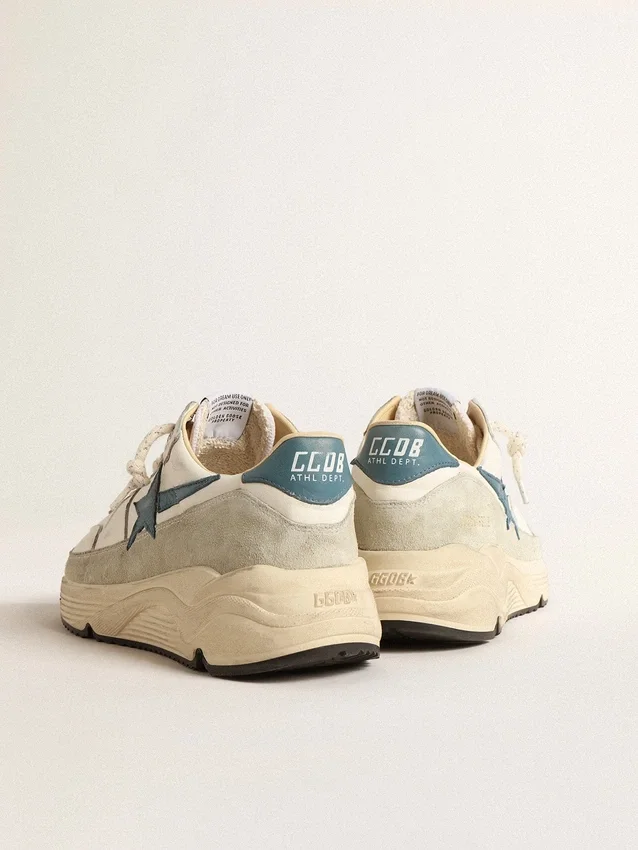 Running Sole in nappa con stella in pelle blu e inserto in pelle scamosciata