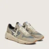 Running Sole in pelle scamosciata grigia con stella bianca e linguetta sul tallone bianca