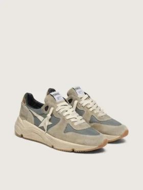 Running Sole in pelle scamosciata grigia con stella bianca e linguetta sul tallone bianca