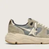 Running Sole in pelle scamosciata grigia con stella bianca e linguetta sul tallone bianca