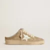 Sabot Ball Star da donna in pelle scamosciata beige con stella in pelle bianca