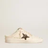 Sabot Ball Star in nappa avorio con stella glitterata color bronzo